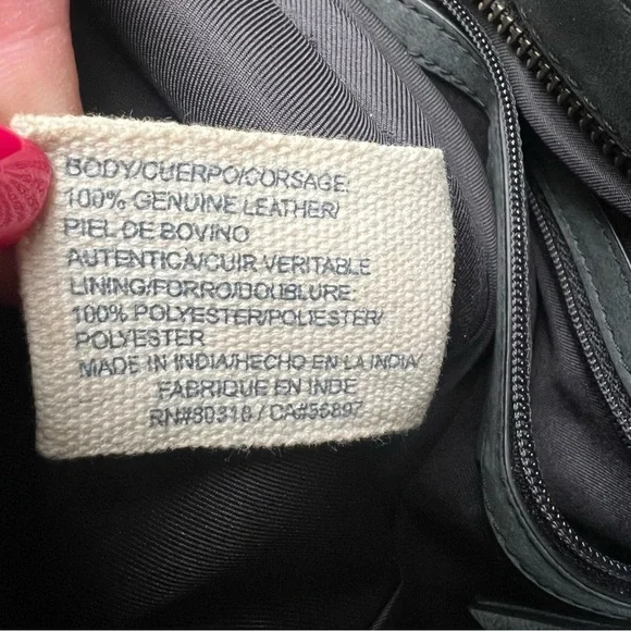 Lucky Brand Genuine Leather Black Crossbody Adjustable Strap Purse - Picture 9 of 13